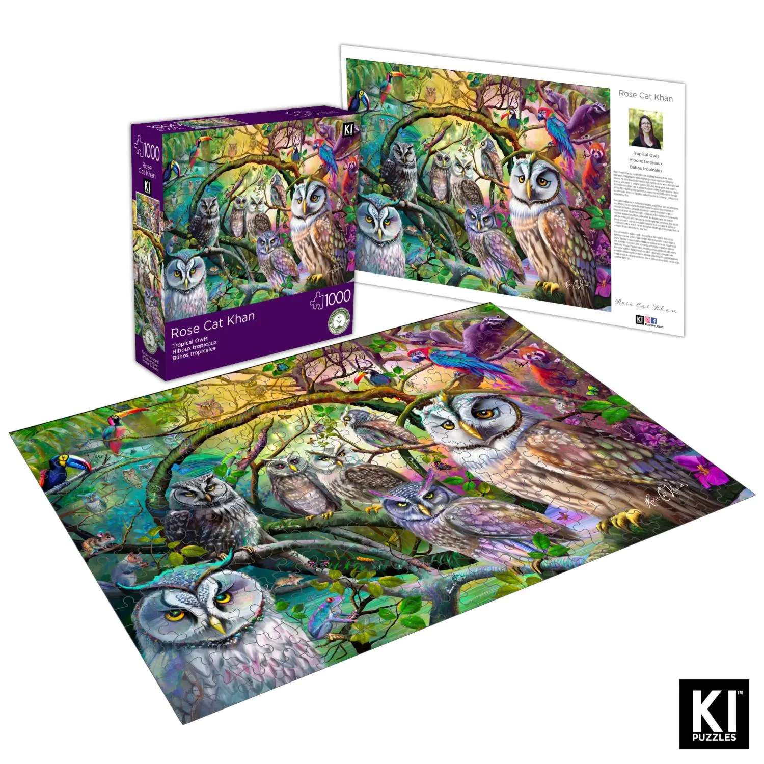 Puzzle Rose Cat Khan - Tropical Owls
