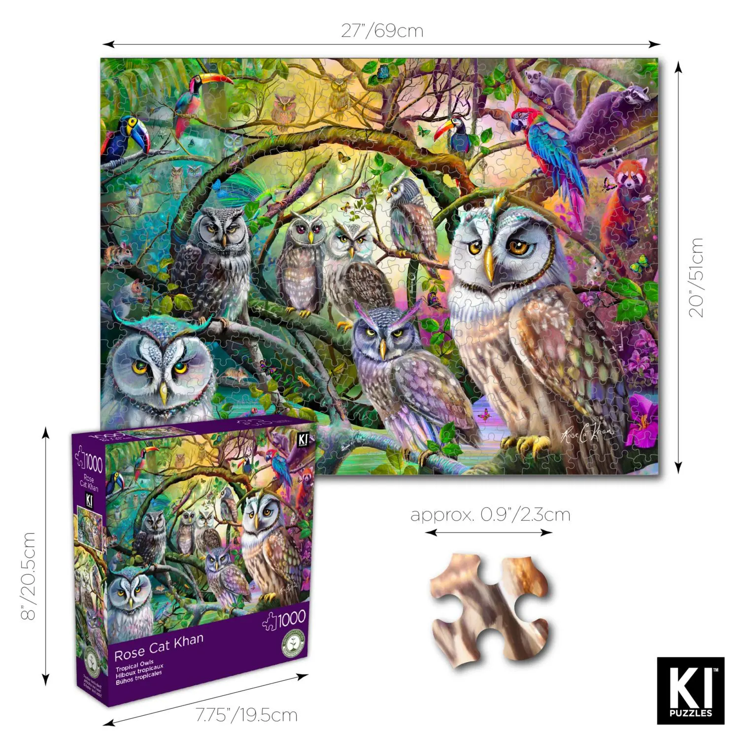 Puzzle Rose Cat Khan - Tropical Owls