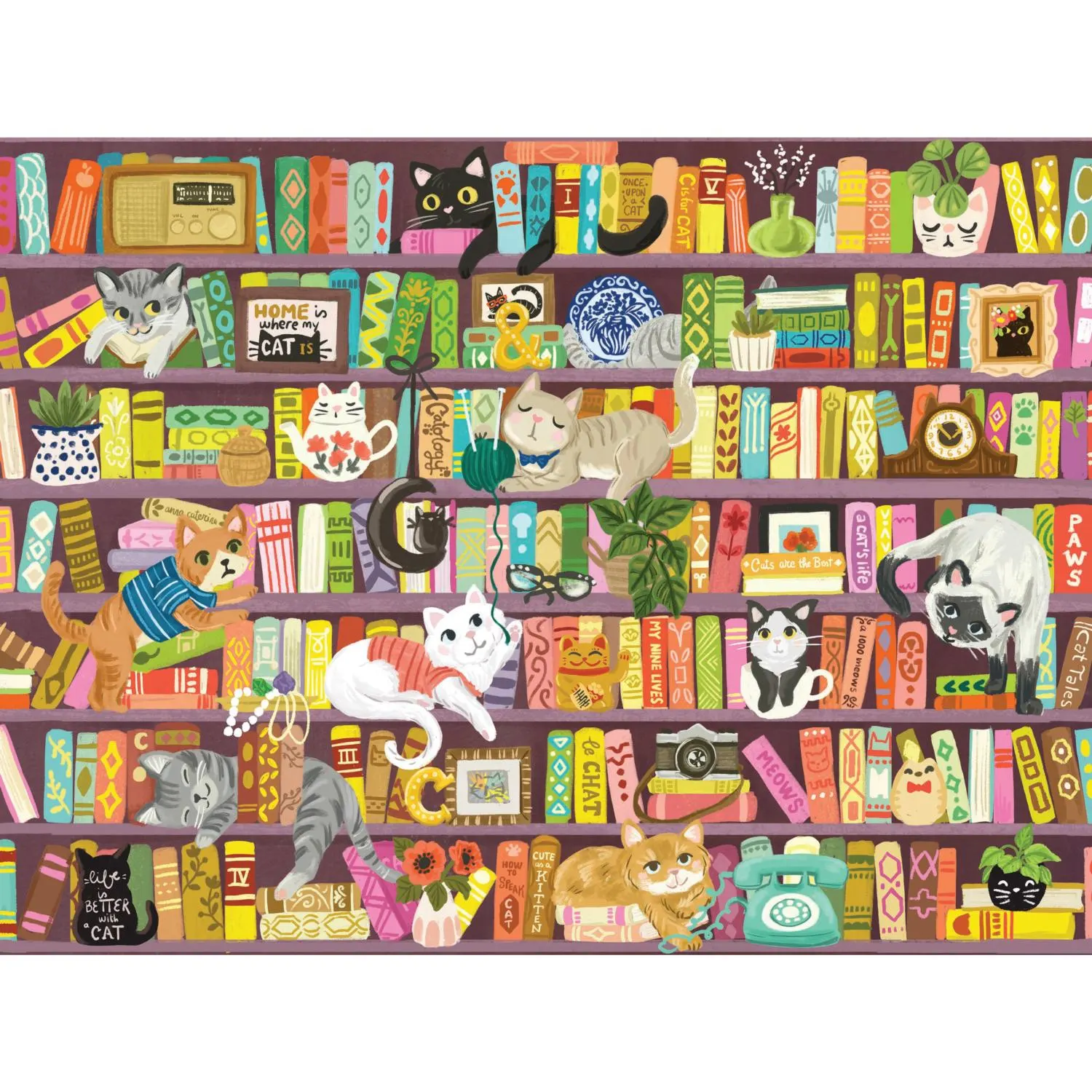 Olivia Gibbs Purple Library Cat Puzzle Cats