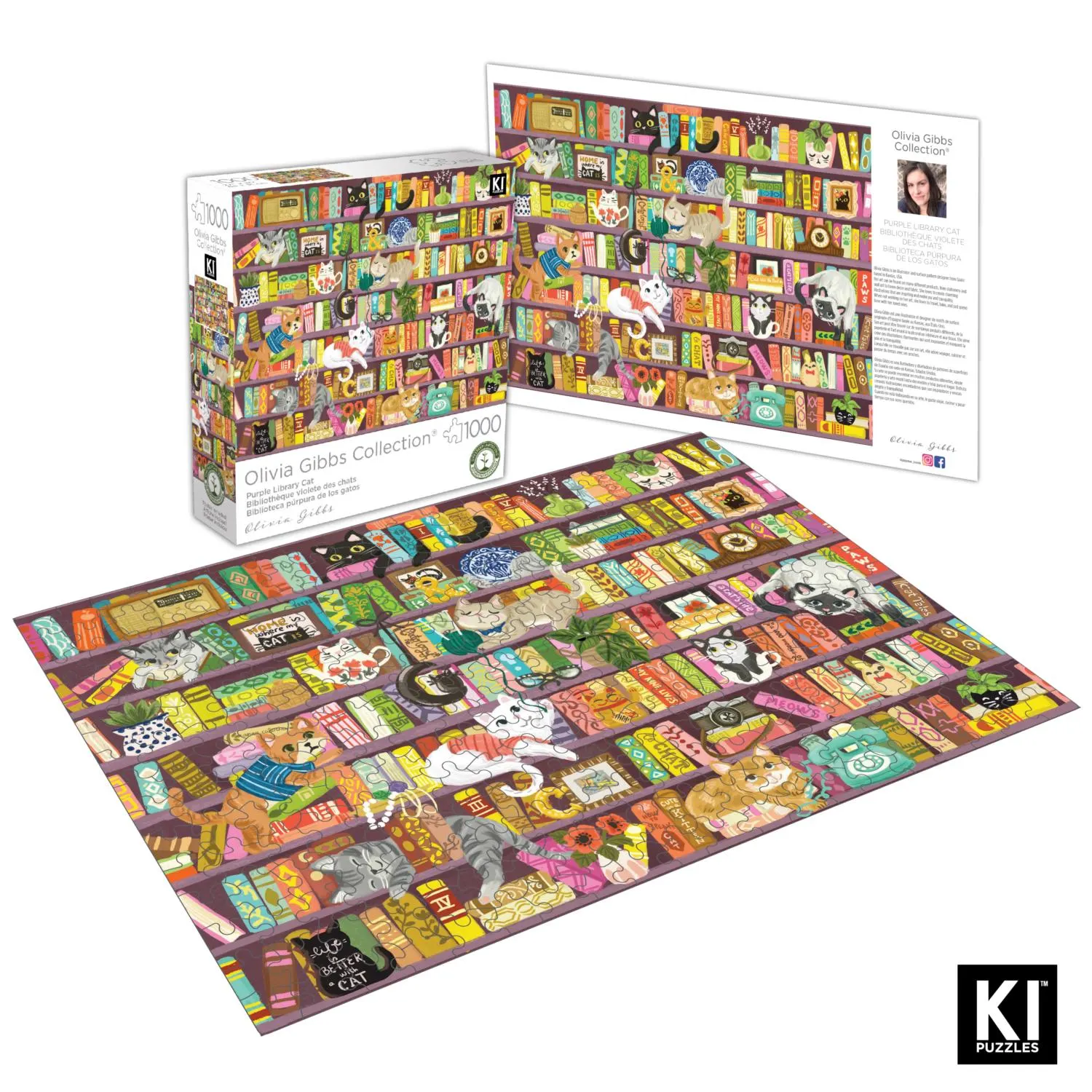 Olivia Gibbs Purple Library Cat Puzzle