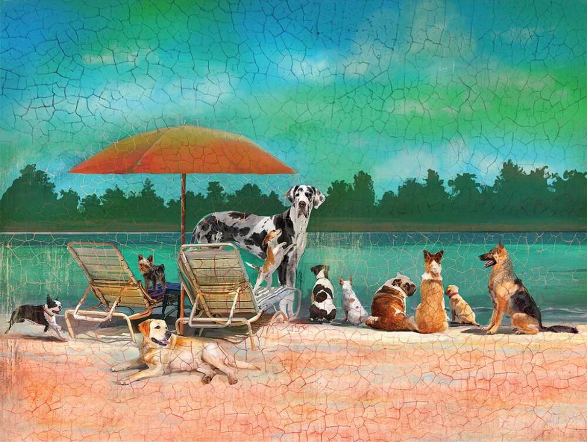 Dog Day at the Beach Dogs Jigsaw Puzzle