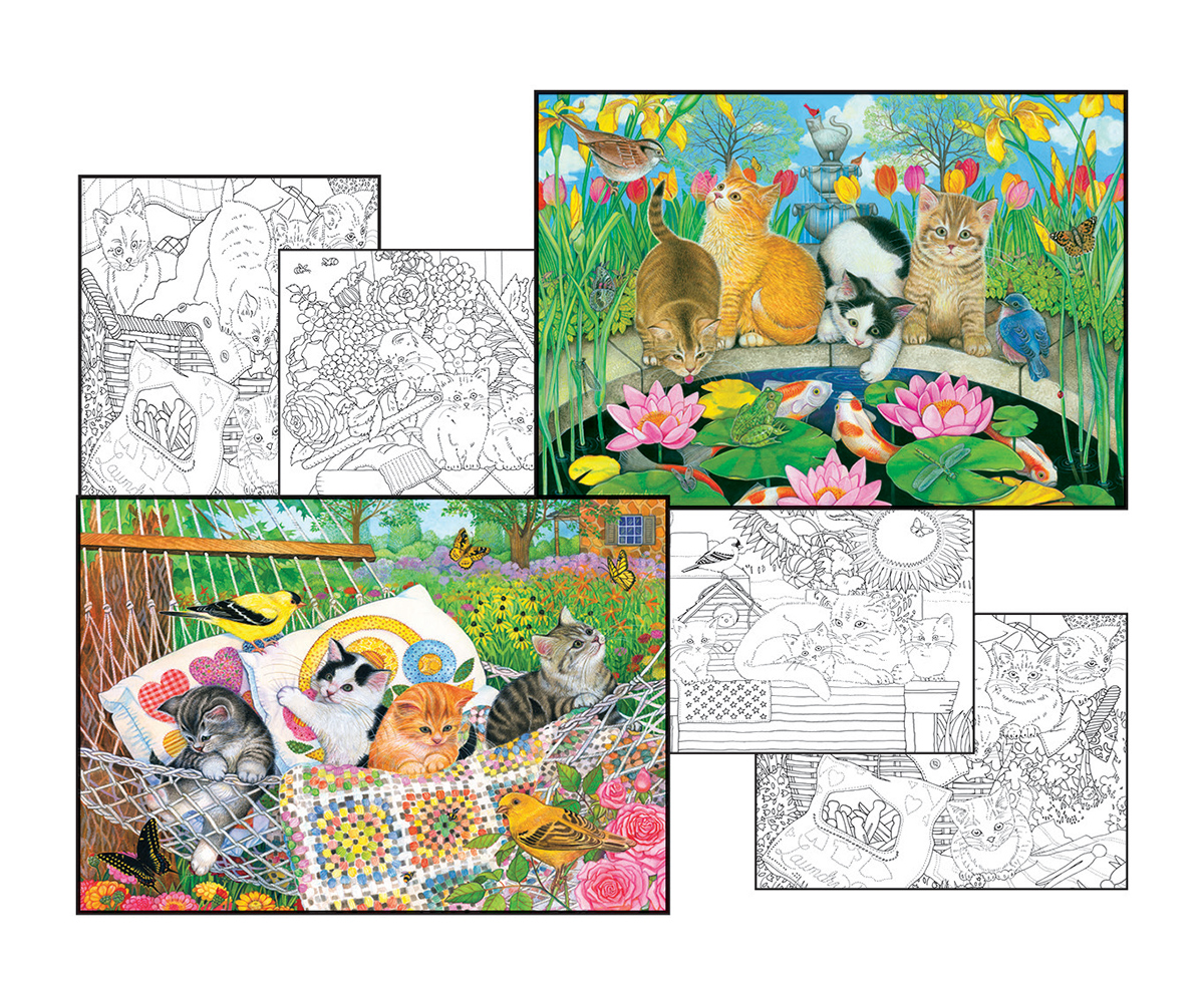 Amy Rosenberg Coloring Page & Puzzle Set Cats Jigsaw Puzzle