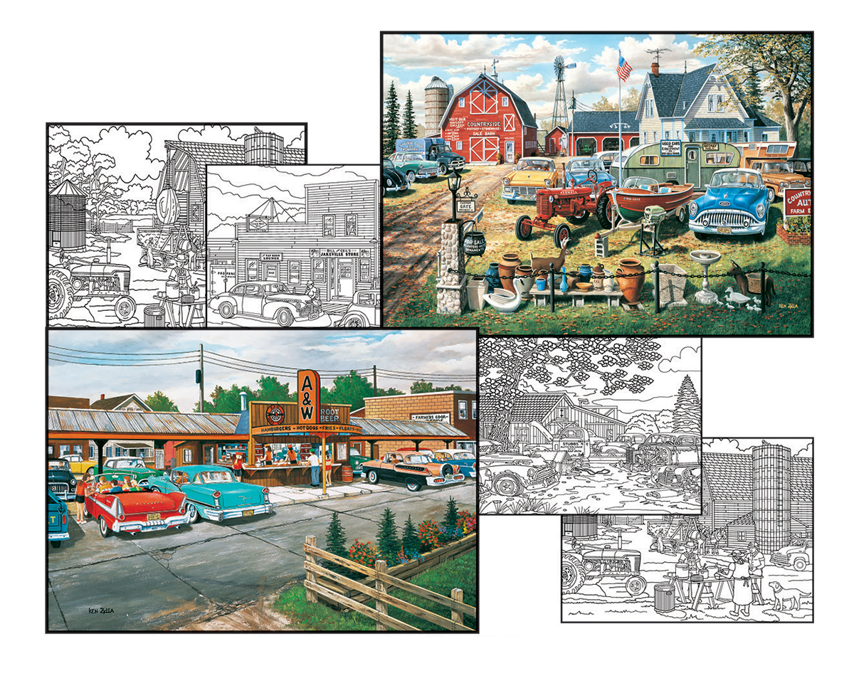 Ken Zylla Coloring Page & Puzzle Set Car Jigsaw Puzzle