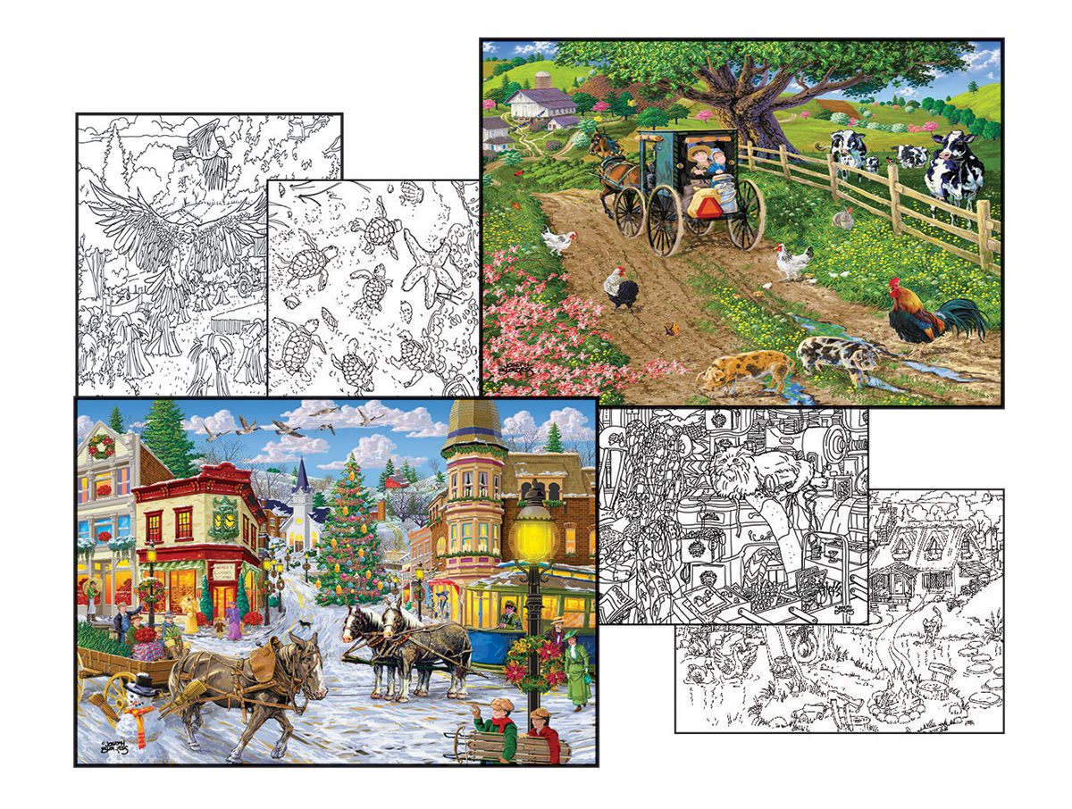 Joseph Burgess Coloring Page & Puzzle Set Farm Jigsaw Puzzle