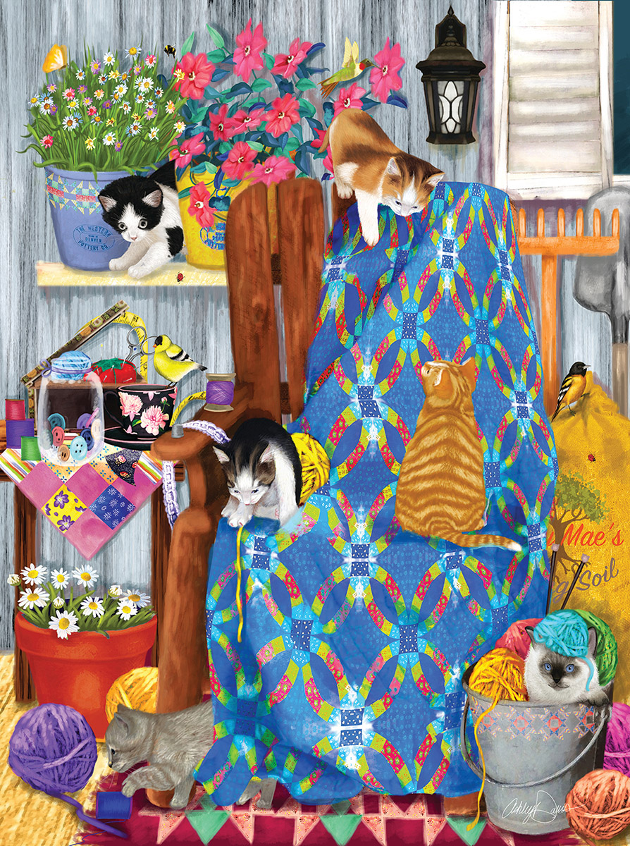 Porch Kittens Quilting & Crafts Jigsaw Puzzle