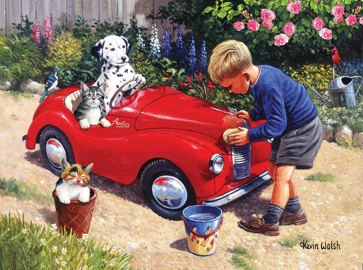 Washing the Car Cats Jigsaw Puzzle
