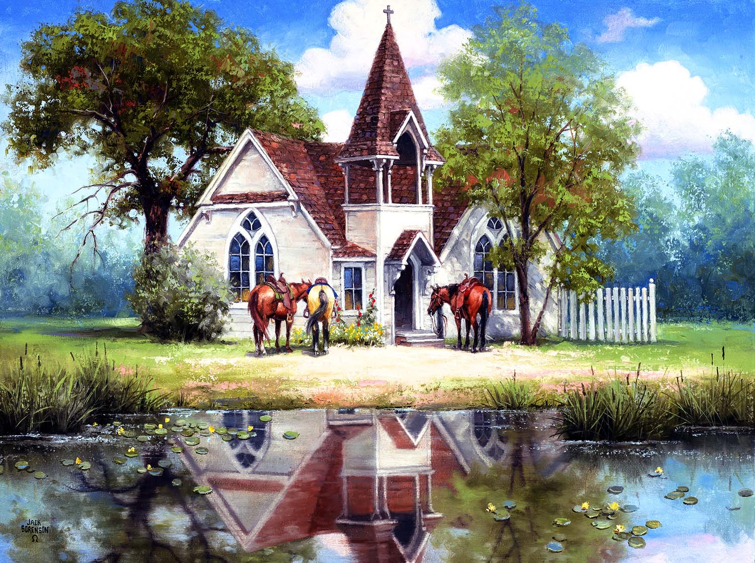 Reflections of a Country Church Religious Jigsaw Puzzle