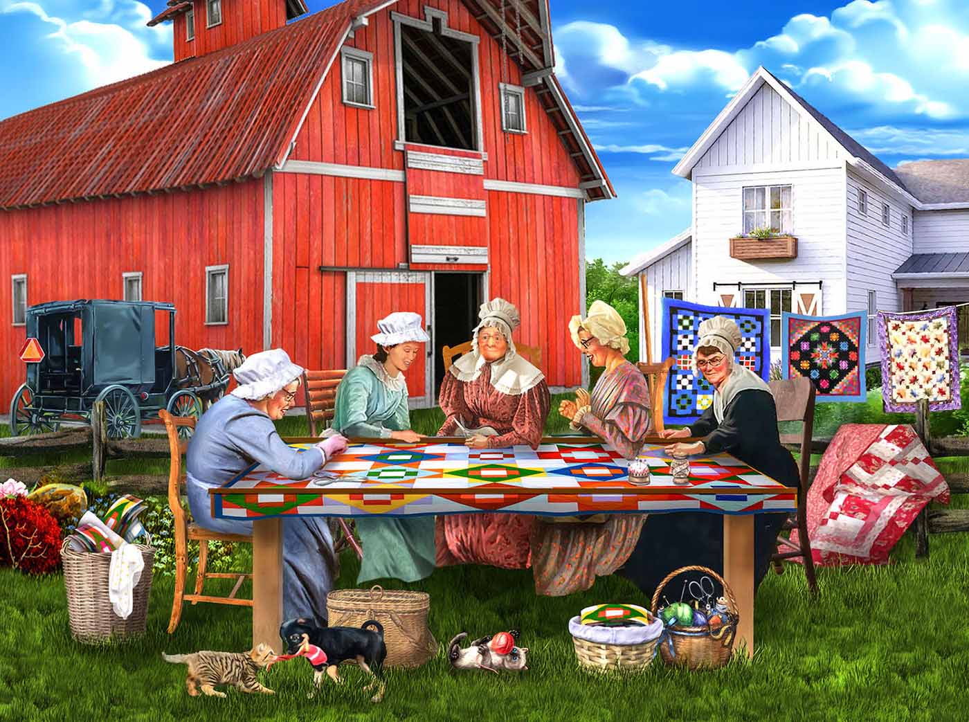 Country Quilting Bee Countryside Jigsaw Puzzle