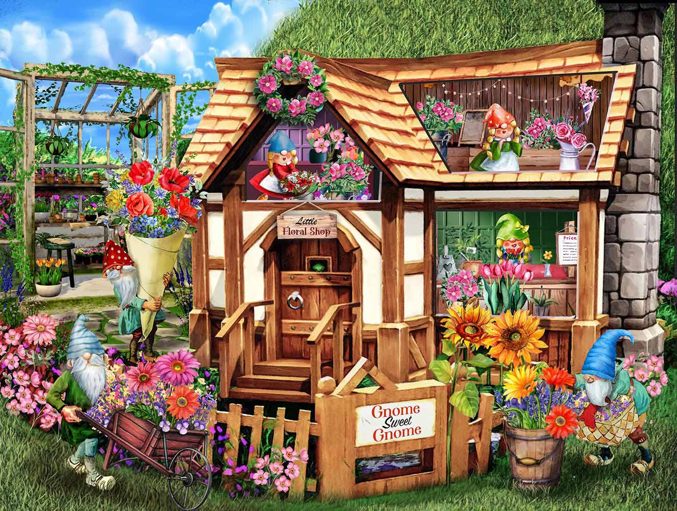 Gnome Sweet Gnome Flower & Garden Jigsaw Puzzle