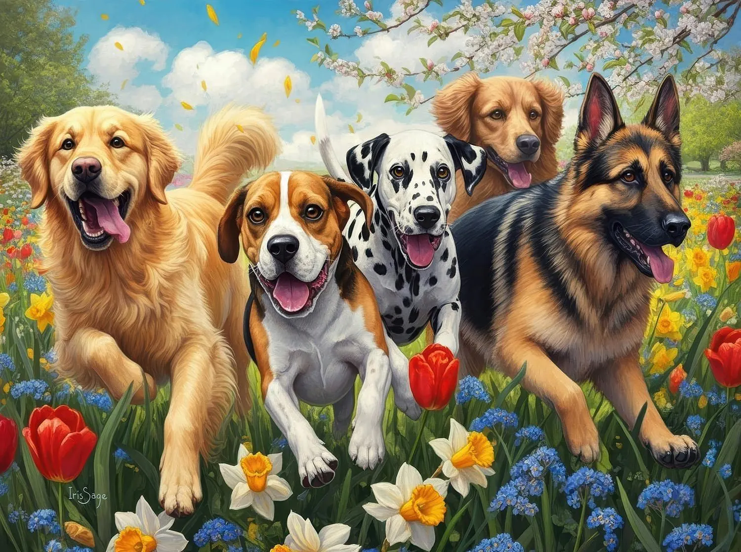 Spring Day Joy Dogs