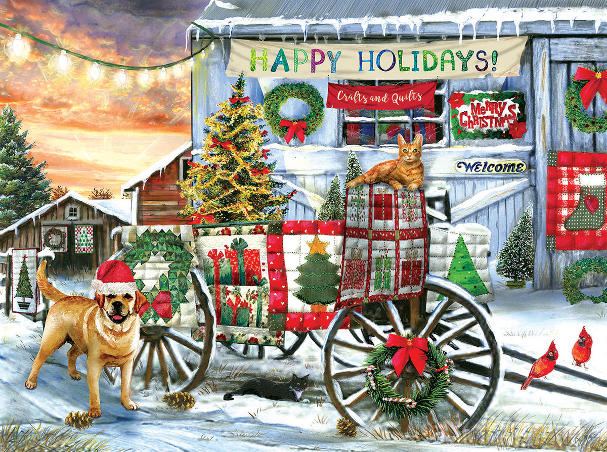Holiday Wagon Dogs Jigsaw Puzzle