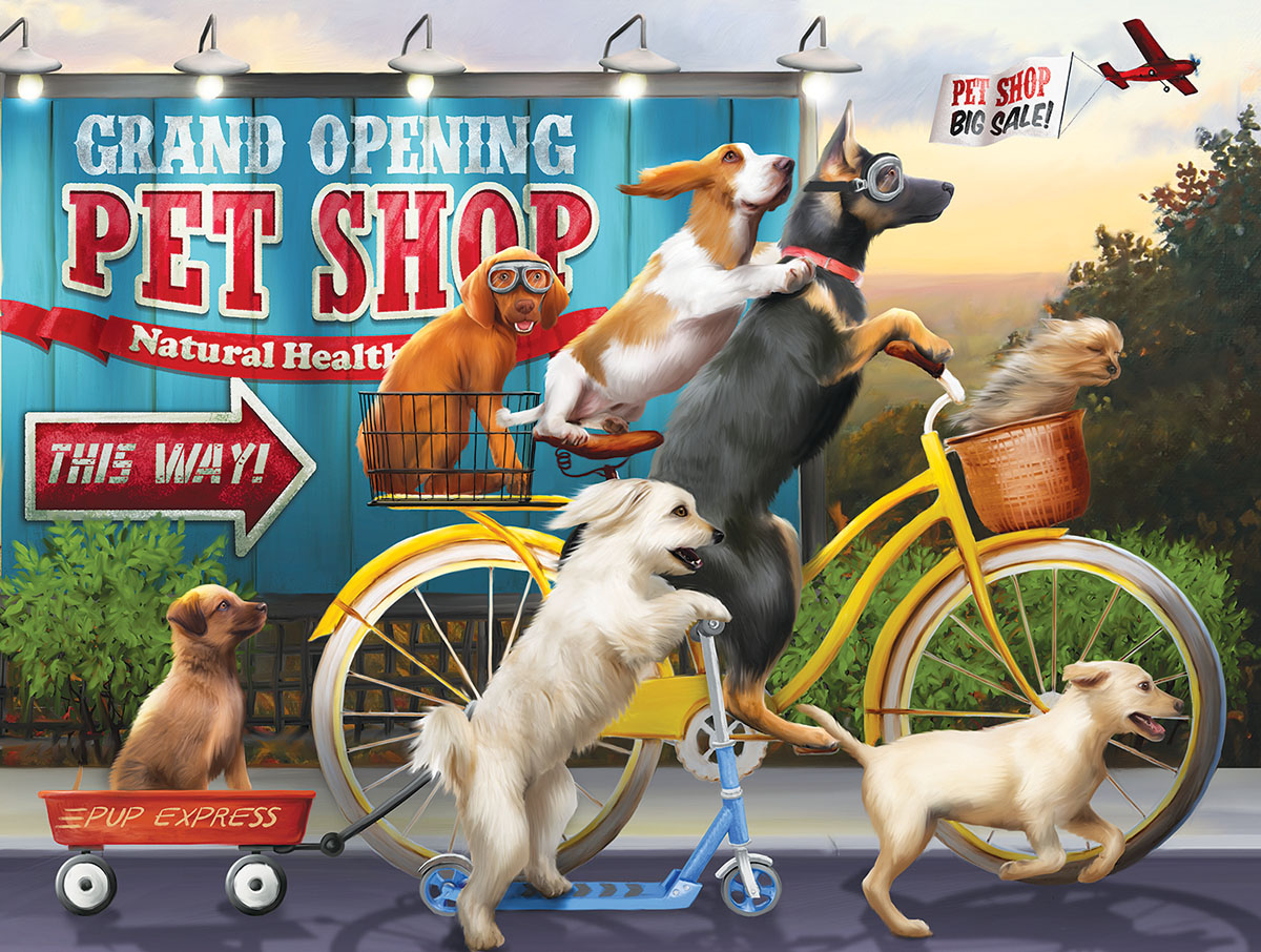 Off to Market Dogs Jigsaw Puzzle