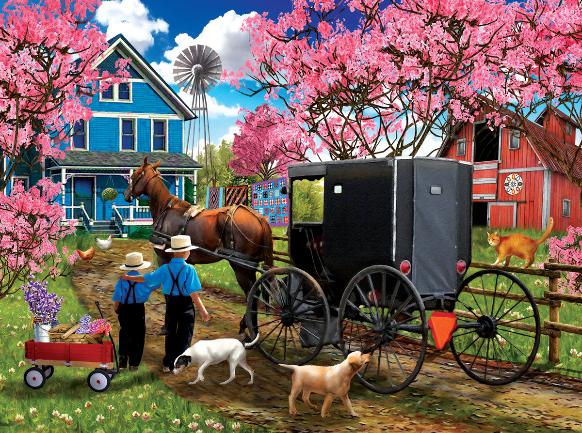 Cherry Blossom Time Countryside Jigsaw Puzzle