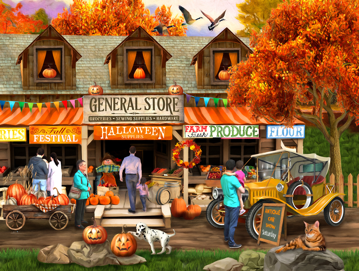 Halloween at the General Store Fall Jigsaw Puzzle