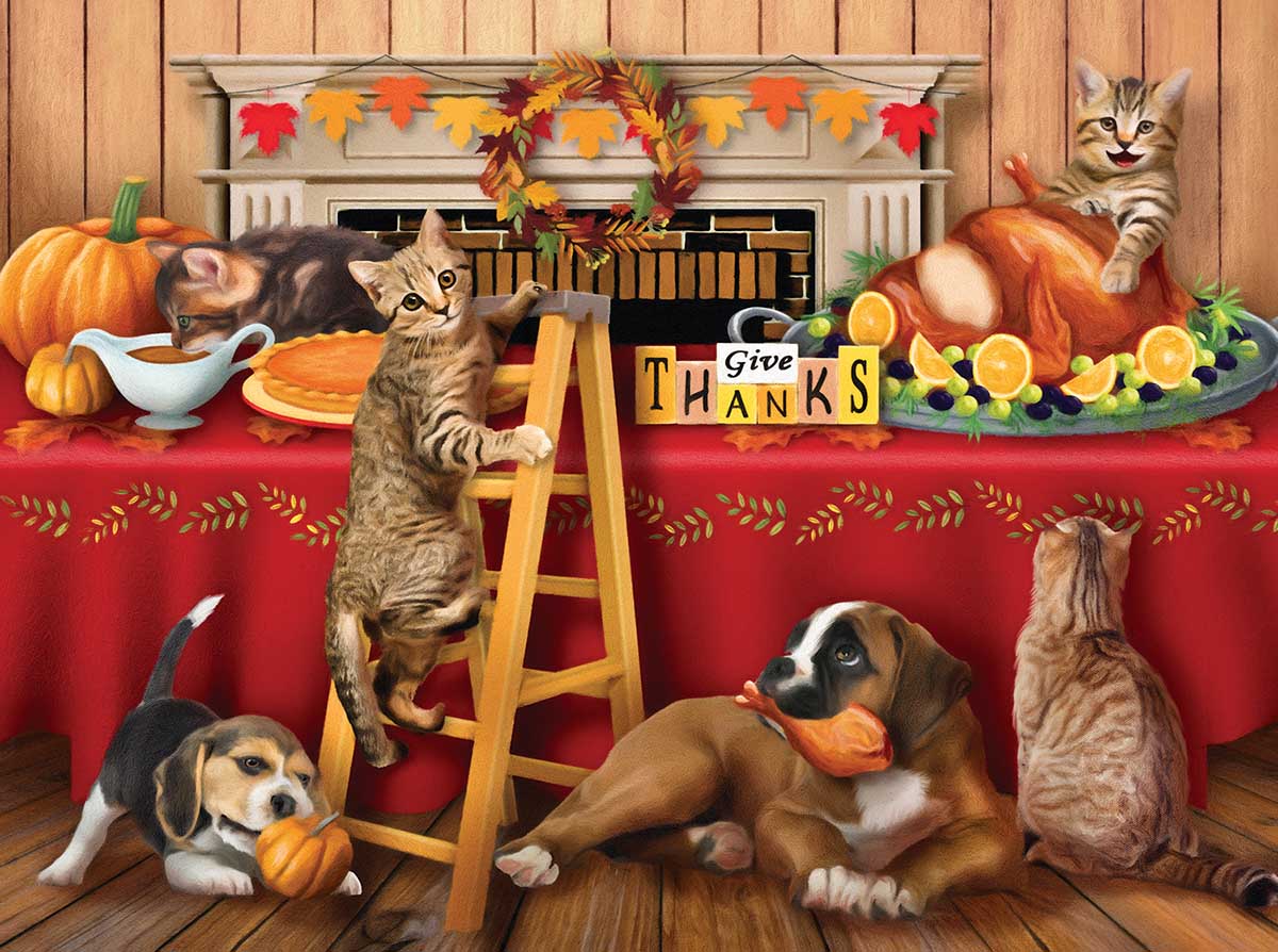 Give Thanks Cats Jigsaw Puzzle