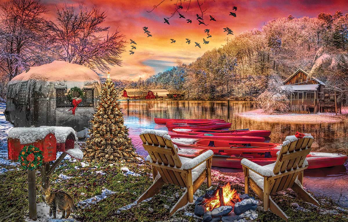 Christmas Eve Camping Christmas Jigsaw Puzzle