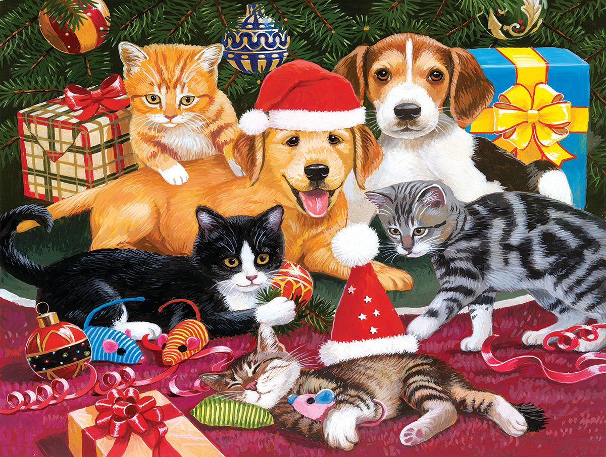 Christmas Meeting Cats Jigsaw Puzzle