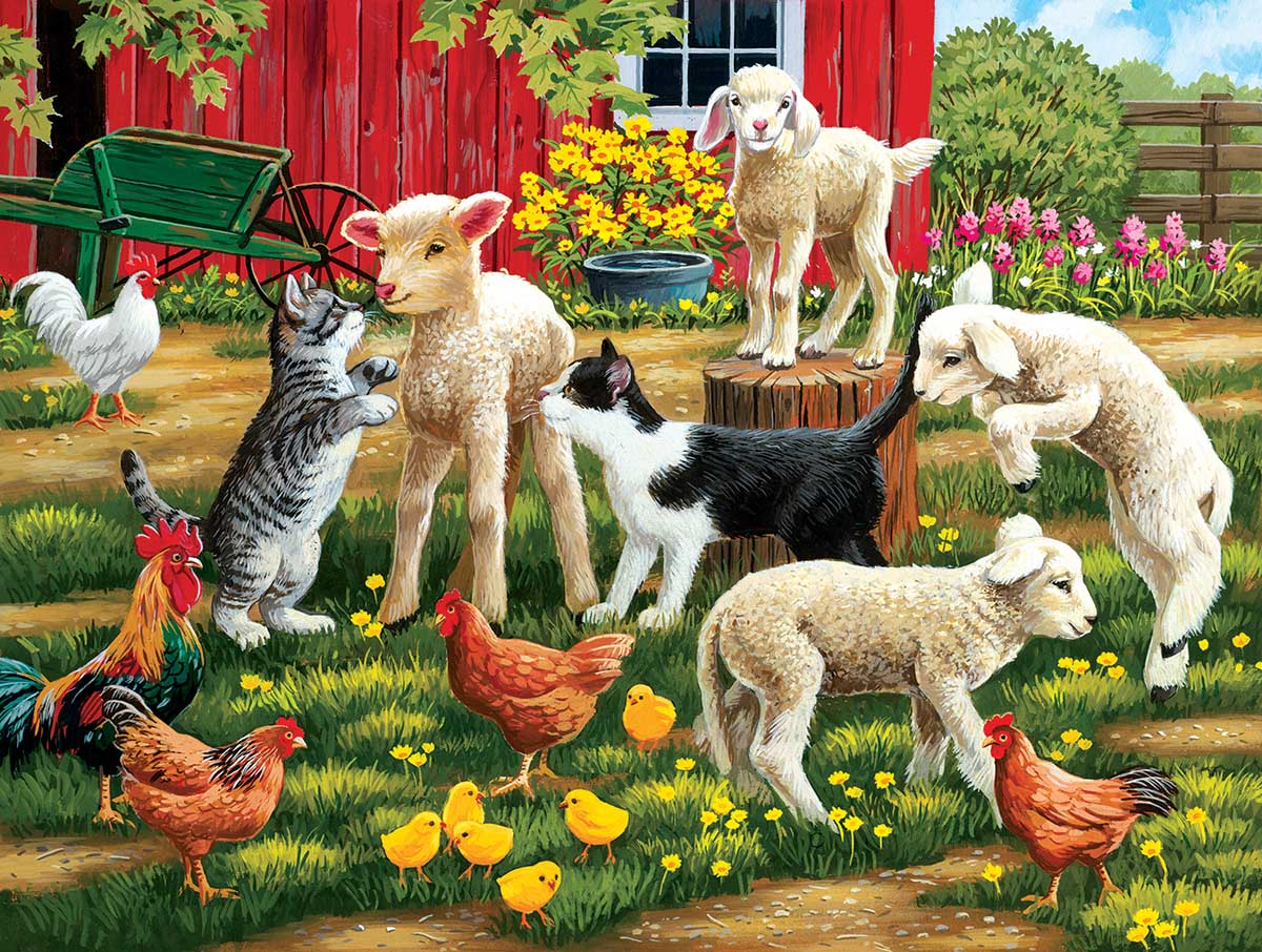 Lambs on the Loose Cats Jigsaw Puzzle