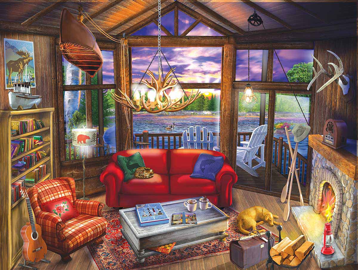 Evening at the Cabin Lakes & Rivers Jigsaw Puzzle