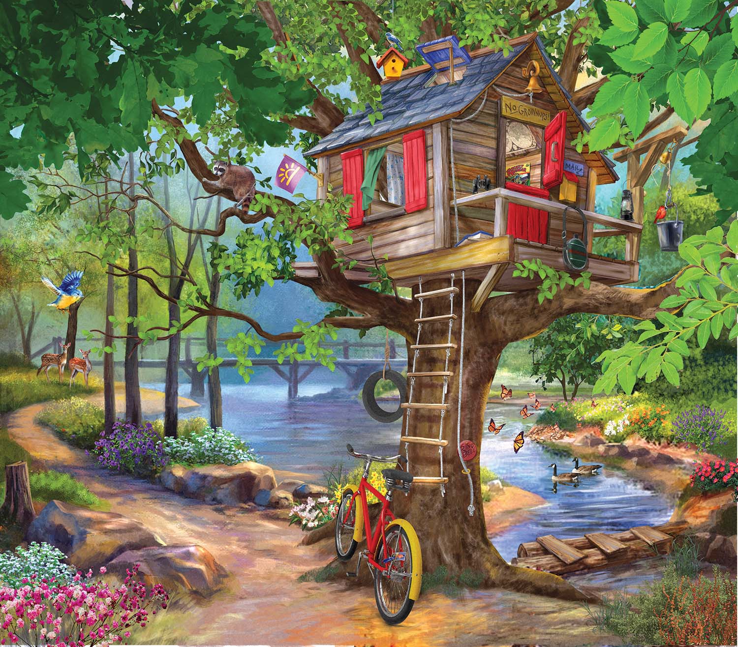River Tree House Landscape Jigsaw Puzzle