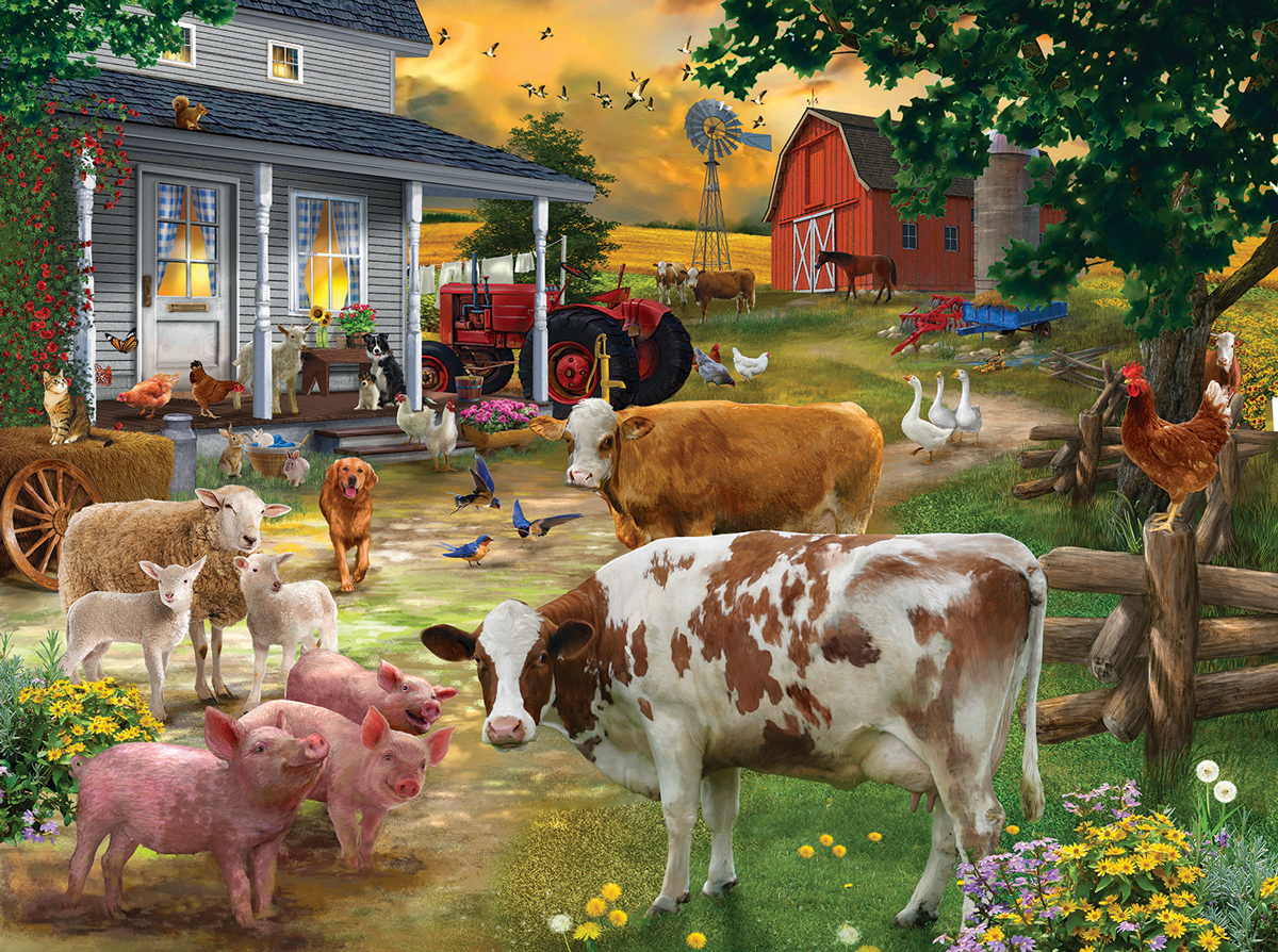Gathering in the Farm Yard Farm Animal Jigsaw Puzzle
