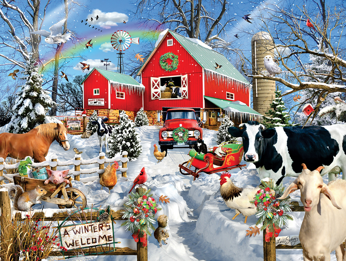 Winter Barn Farm Jigsaw Puzzle