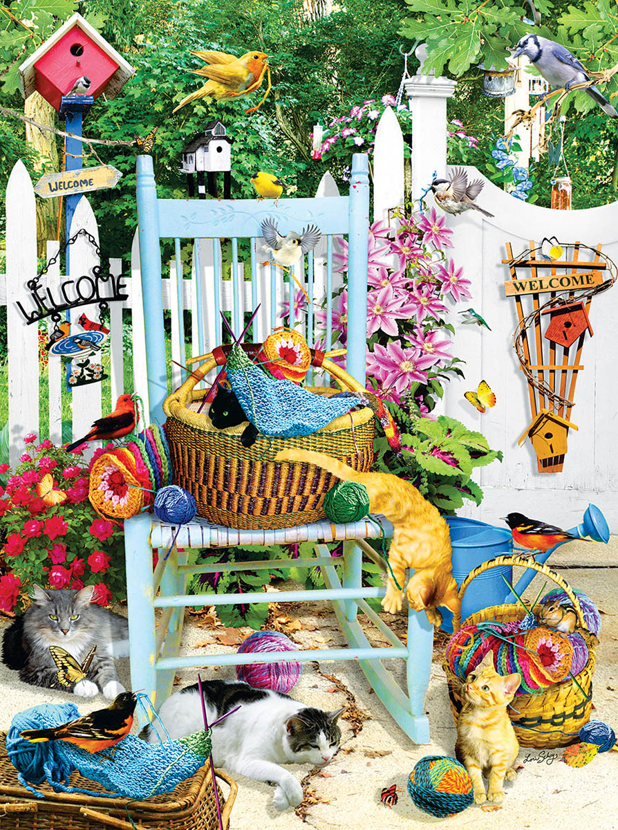 The Knitting Chair Cats Jigsaw Puzzle
