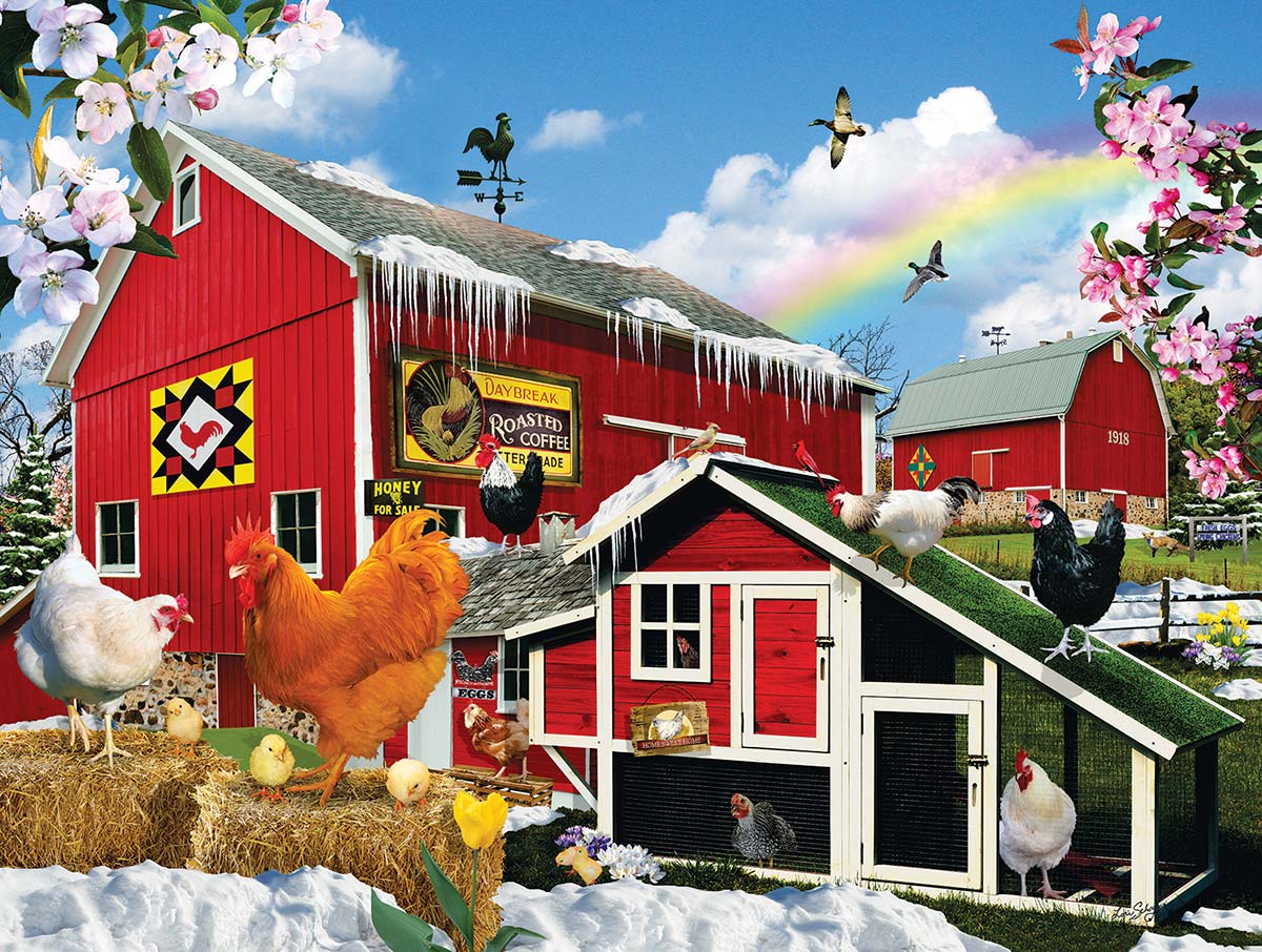 Spring Chickens Farm Jigsaw Puzzle