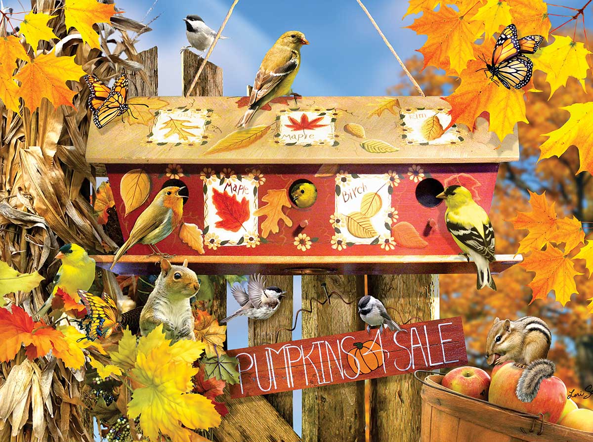 Fall Leaves Birds Jigsaw Puzzle