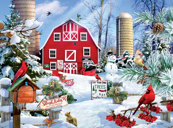A Snowy Day on the Farm Farm Jigsaw Puzzle