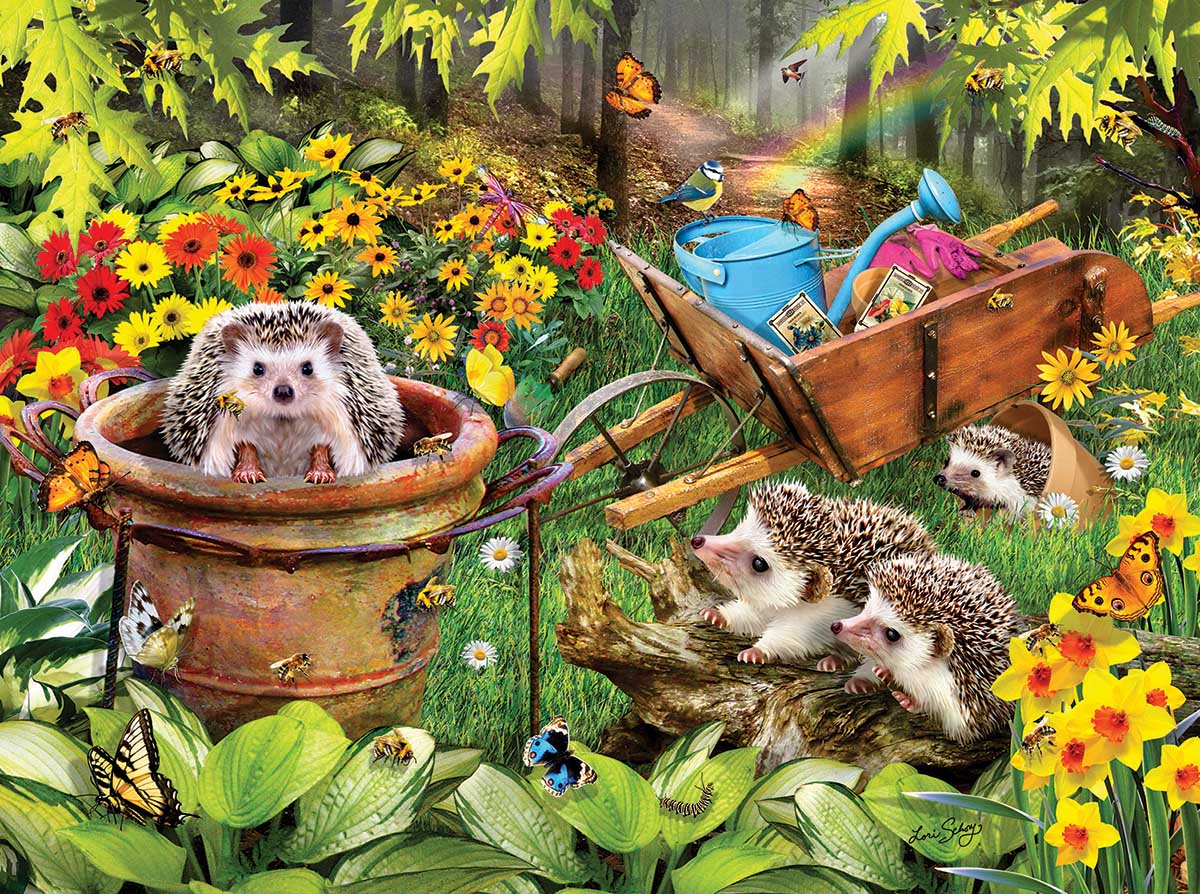 Hedgehogs and Bees Animals Jigsaw Puzzle