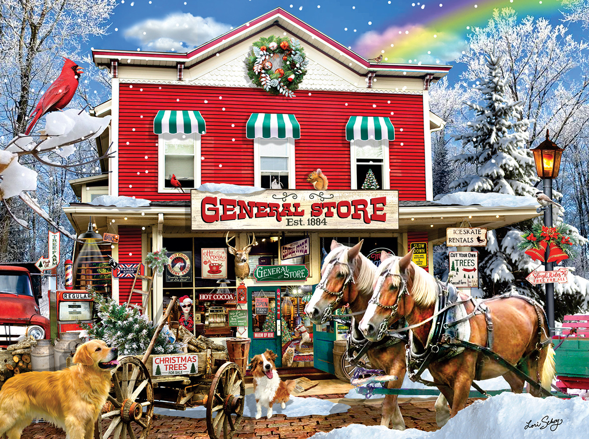Old General Store Winter General Store Jigsaw Puzzle