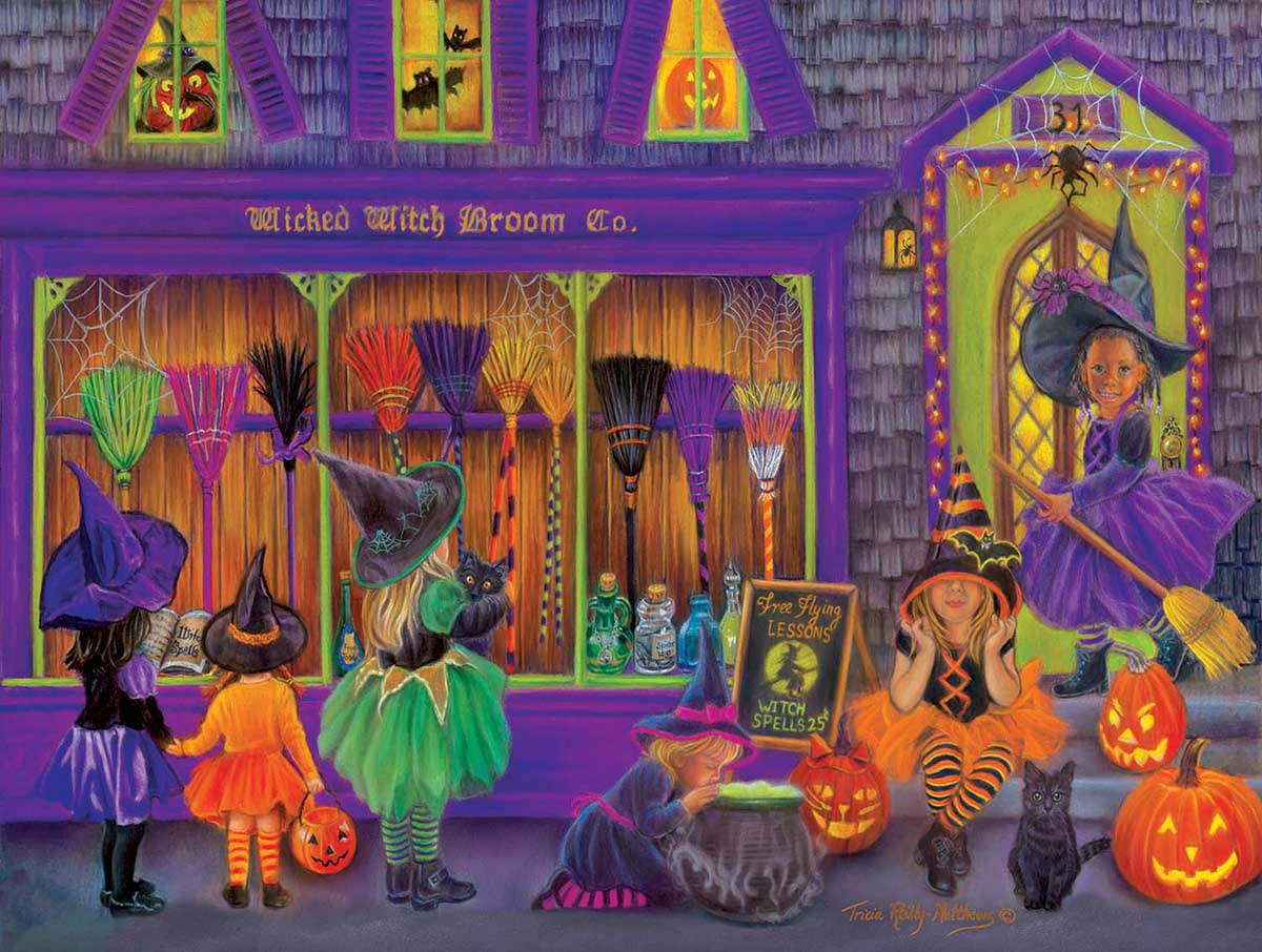 Witch Broom Shop Halloween Jigsaw Puzzle