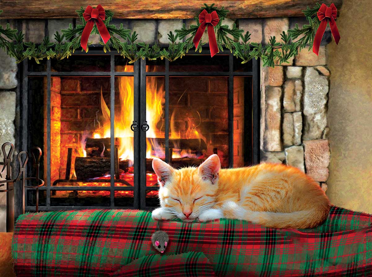 Fireside Snooze Cats Jigsaw Puzzle