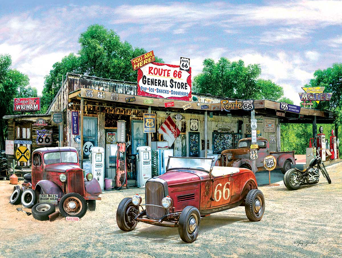 Route 66 General Store Car Jigsaw Puzzle