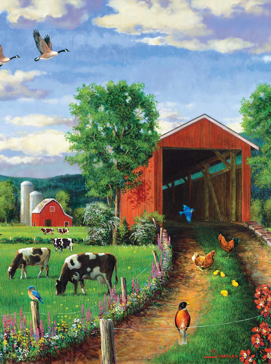 Chickens At the Bridge Farm Jigsaw Puzzle
