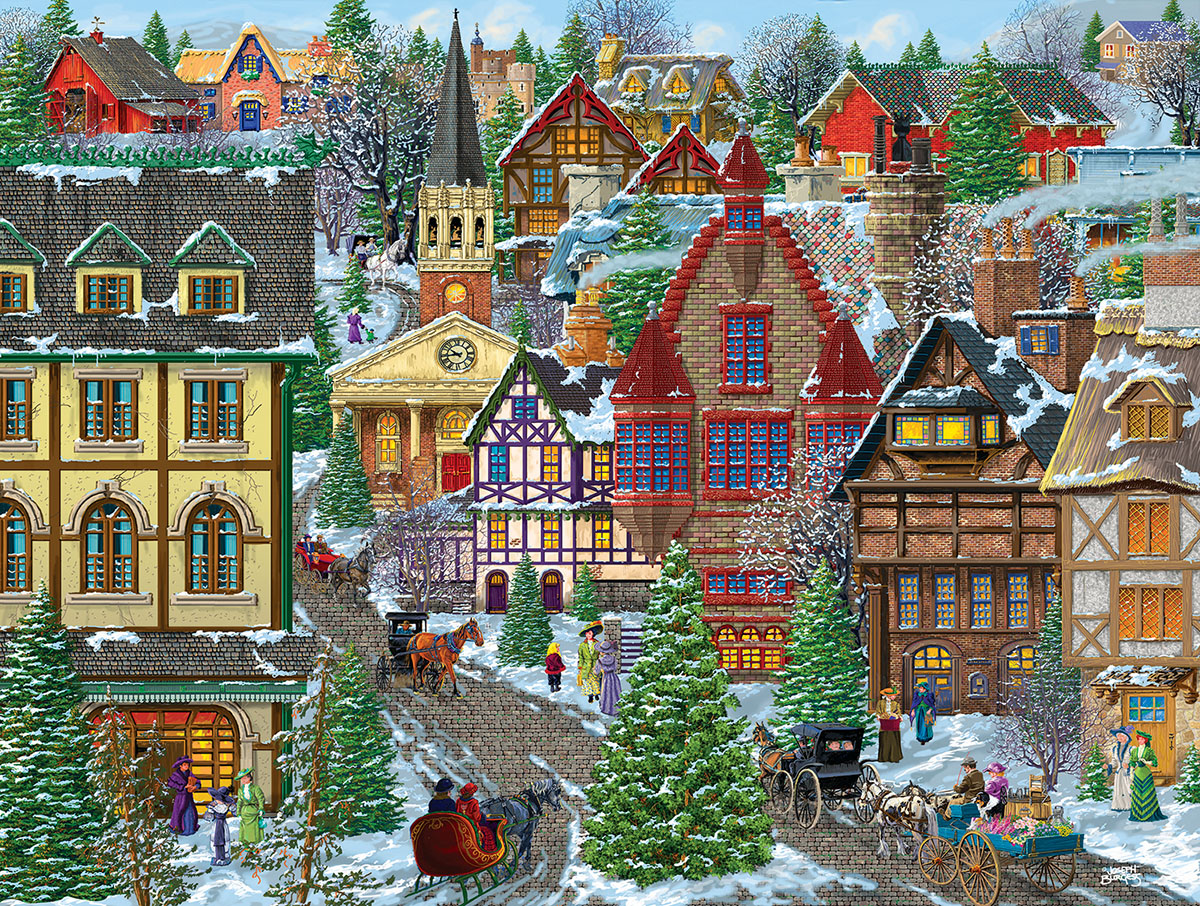 Winter Village Square Winter Jigsaw Puzzle