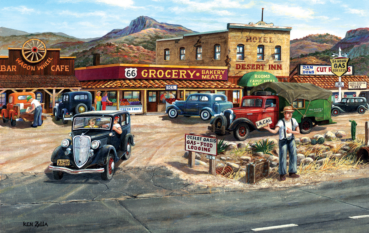 Memories of Route 66 Vehicles Jigsaw Puzzle