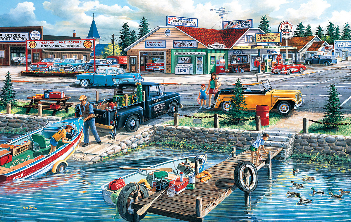 Lakefront Treasury Boat Jigsaw Puzzle