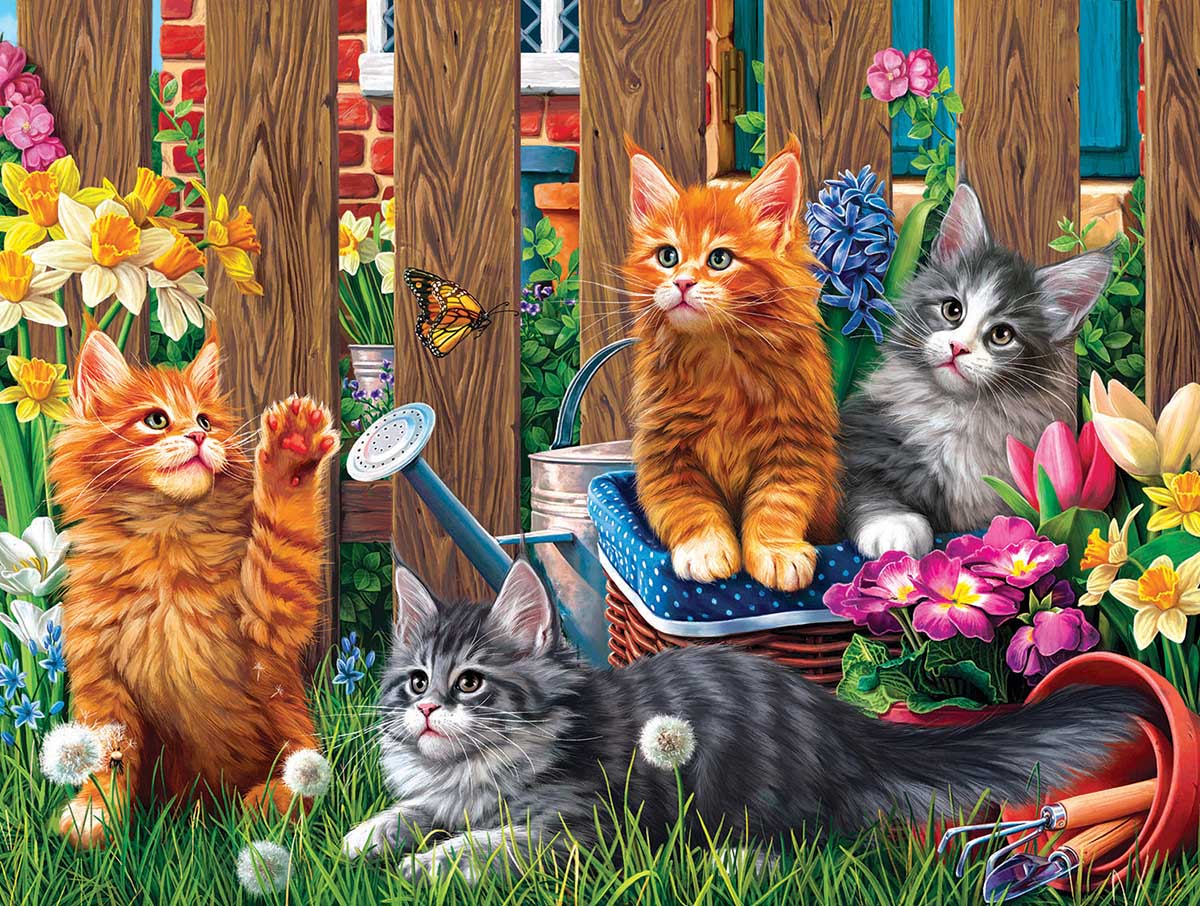 Kittens in the Garden Cats Jigsaw Puzzle