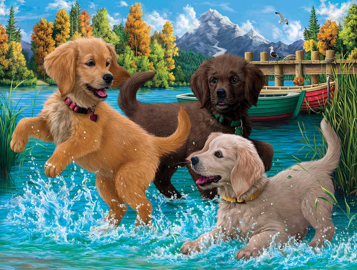 Puppies Make a Splash Dogs Jigsaw Puzzle