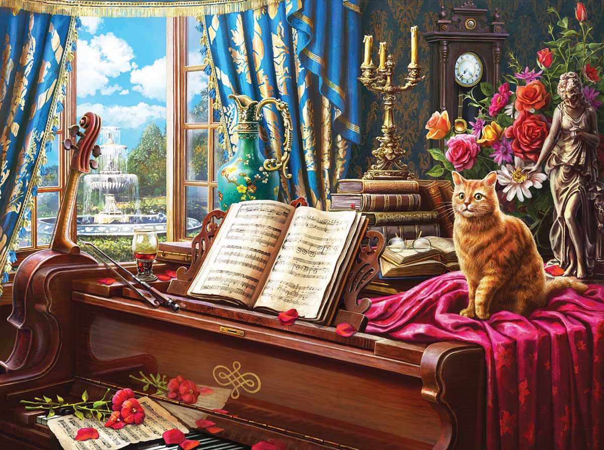Grand Piano Cat Cats Jigsaw Puzzle