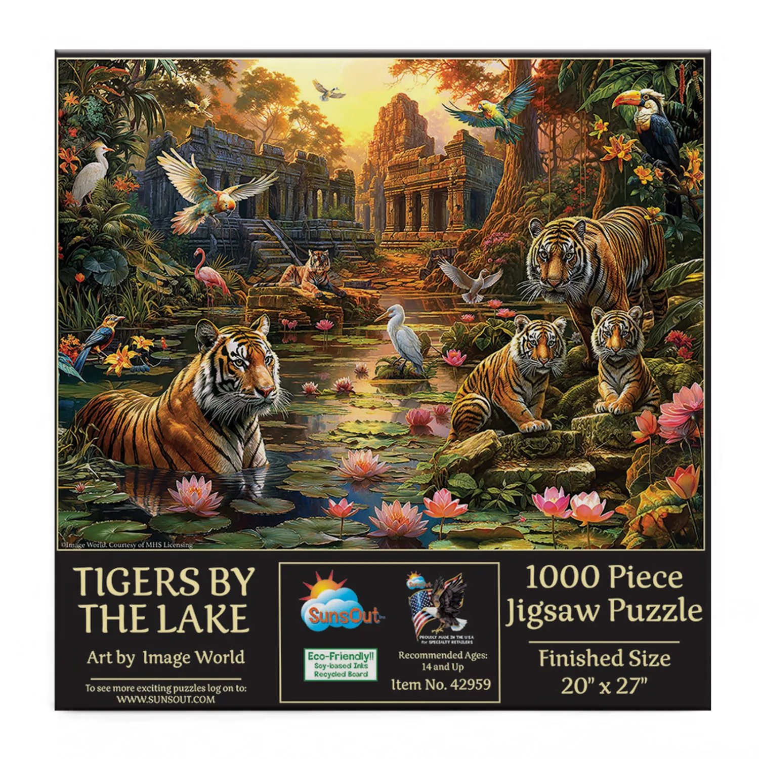Tigers by the Lake - 1000 Piece Jigsaw Puzzle by SunsOut | Serious Puzzles