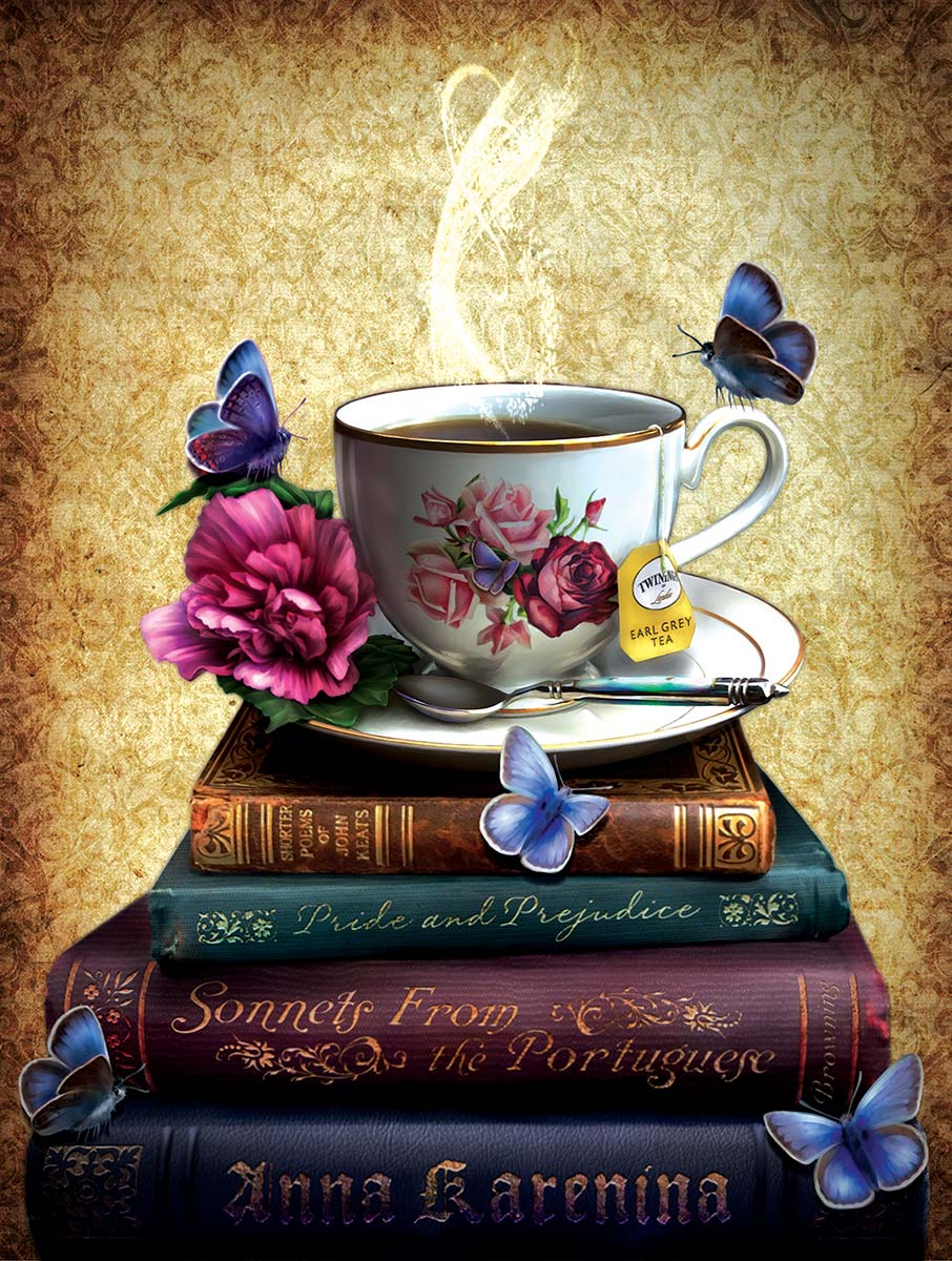 Tea and Books Butterflies and Insects Jigsaw Puzzle