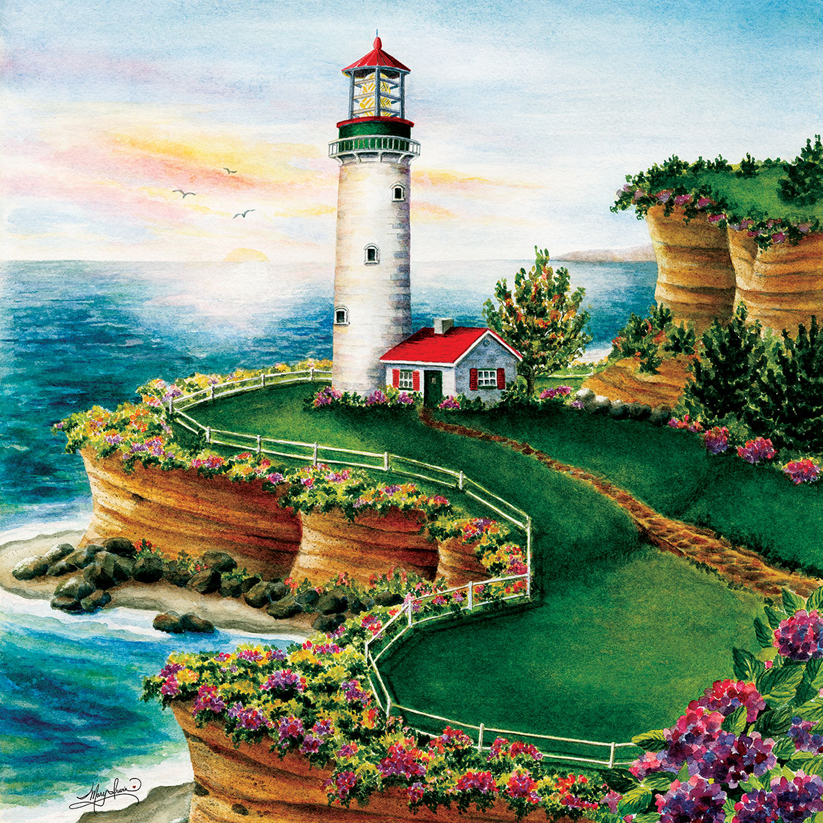 Lighthouse Sunset Lighthouse Jigsaw Puzzle