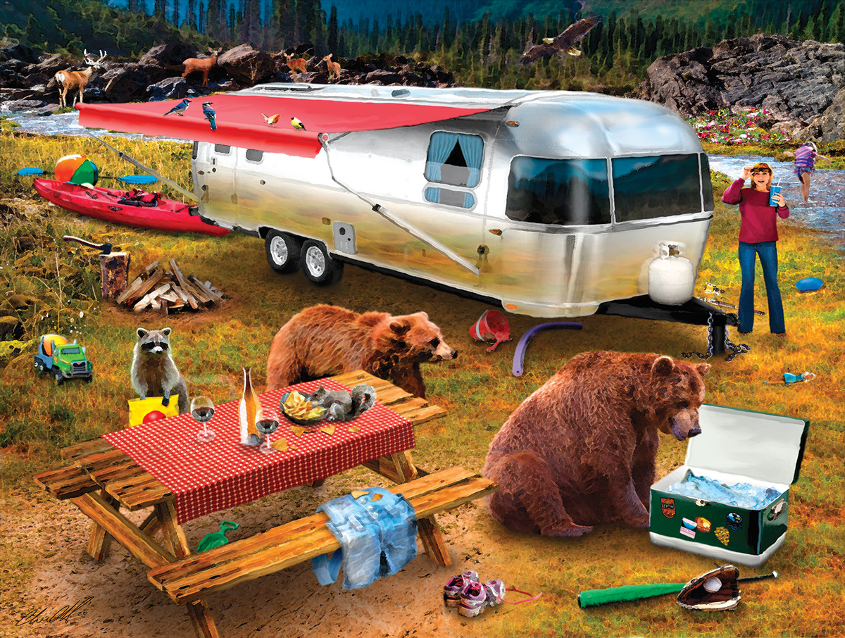 Camping Bandits Bear Jigsaw Puzzle