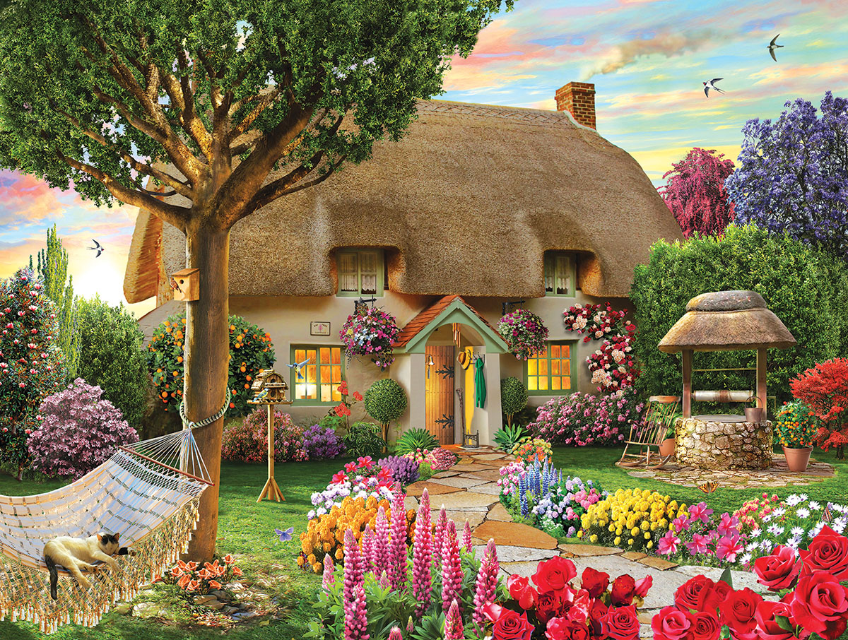 Thatched Cottage Flower & Garden Jigsaw Puzzle