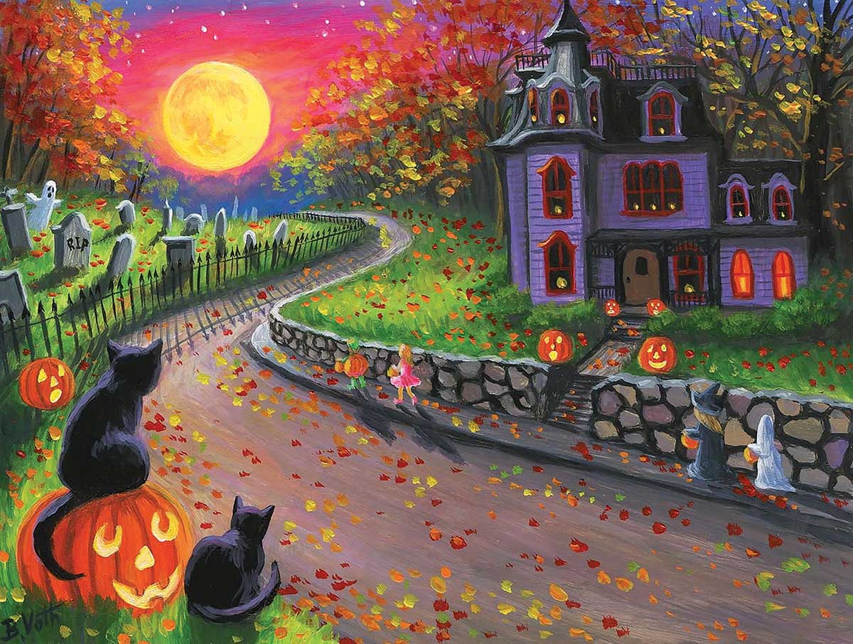 On a Spooky Night Cats Jigsaw Puzzle