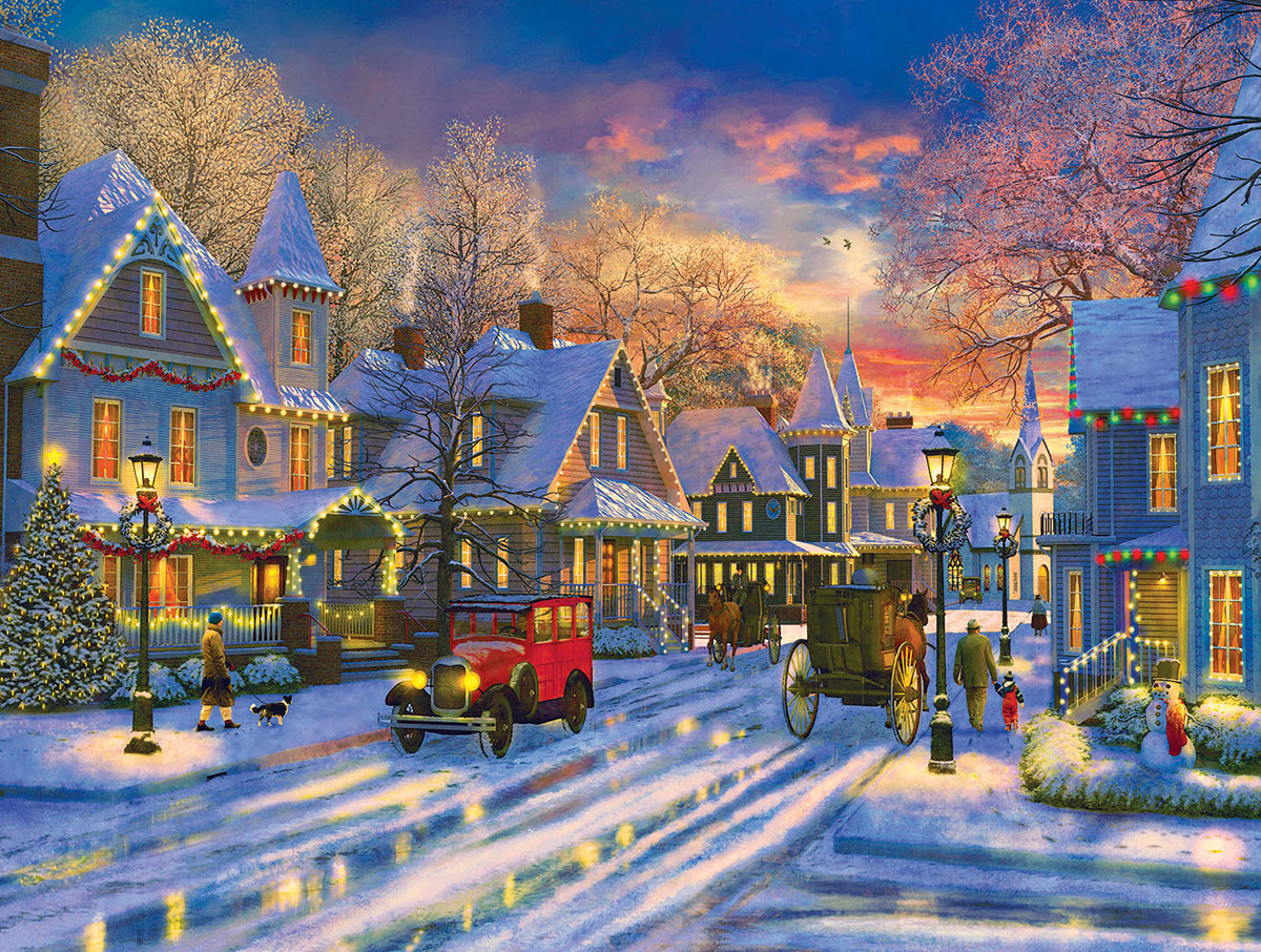 Small Town Holiday Winter Jigsaw Puzzle