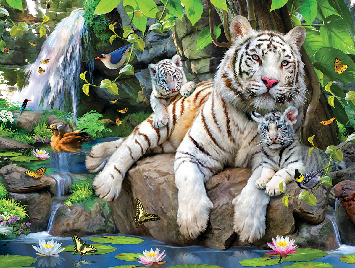 White Tigers of Bengal Butterflies and Insects Jigsaw Puzzle